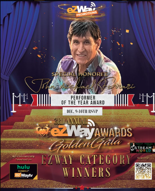 John Michael Ferrari VOTED “Performer of the Year” 2022 by eZWay Golden Gala.